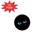 Halloween - black cat - blue eyes 1  Mini Magnet (10 pack) 