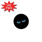 Halloween - black cat - blue eyes 1  Mini Magnets (100 pack) 