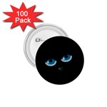 Halloween - black cat - blue eyes 1.75  Buttons (100 pack) 