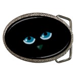 Halloween - black cat - blue eyes Belt Buckles