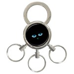 Halloween - black cat - blue eyes 3-Ring Key Chains