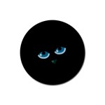 Halloween - black cat - blue eyes Rubber Coaster (Round) 