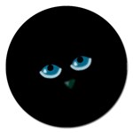 Halloween - black cat - blue eyes Magnet 5  (Round)