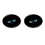 Halloween - black cat - blue eyes Cufflinks (Oval)