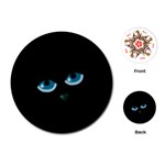 Halloween - black cat - blue eyes Playing Cards (Round) 