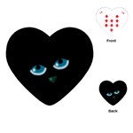 Halloween - black cat - blue eyes Playing Cards (Heart) 