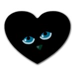 Halloween - black cat - blue eyes Heart Mousepads