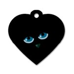 Halloween - black cat - blue eyes Dog Tag Heart (Two Sides)