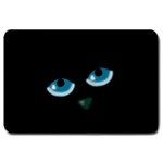 Halloween - black cat - blue eyes Large Doormat 