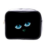 Halloween - black cat - blue eyes Mini Toiletries Bags