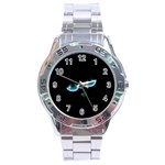 Halloween - black cat - blue eyes Stainless Steel Analogue Watch