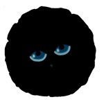 Halloween - black cat - blue eyes Large 18  Premium Round Cushions