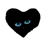 Halloween - black cat - blue eyes Standard 16  Premium Heart Shape Cushions