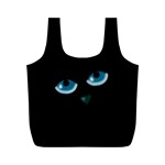 Halloween - black cat - blue eyes Full Print Recycle Bags (M) 