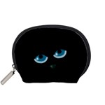 Halloween - black cat - blue eyes Accessory Pouches (Small) 