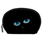 Halloween - black cat - blue eyes Accessory Pouches (Large) 