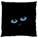 Halloween - black cat - blue eyes Large Flano Cushion Case (One Side)