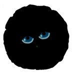 Halloween - black cat - blue eyes Large 18  Premium Flano Round Cushions