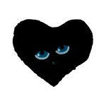 Halloween - black cat - blue eyes Standard 16  Premium Flano Heart Shape Cushions