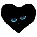 Halloween - black cat - blue eyes Large 19  Premium Flano Heart Shape Cushions