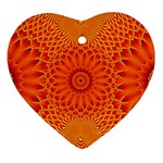 Lotus Fractal Flower Orange Yellow Ornament (Heart) 