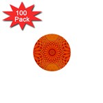 Lotus Fractal Flower Orange Yellow 1  Mini Buttons (100 pack) 