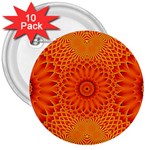 Lotus Fractal Flower Orange Yellow 3  Buttons (10 pack) 