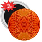 Lotus Fractal Flower Orange Yellow 3  Magnets (10 pack) 
