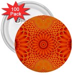 Lotus Fractal Flower Orange Yellow 3  Buttons (100 pack) 