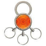 Lotus Fractal Flower Orange Yellow 3-Ring Key Chains