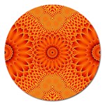 Lotus Fractal Flower Orange Yellow Magnet 5  (Round)