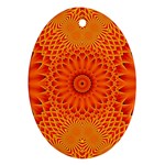 Lotus Fractal Flower Orange Yellow Oval Ornament (Two Sides)