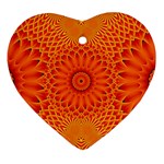 Lotus Fractal Flower Orange Yellow Heart Ornament (2 Sides)