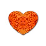 Lotus Fractal Flower Orange Yellow Heart Coaster (4 pack) 