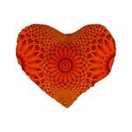 Lotus Fractal Flower Orange Yellow Standard 16  Premium Heart Shape Cushions