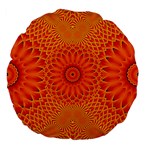 Lotus Fractal Flower Orange Yellow Large 18  Premium Flano Round Cushions