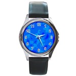 Simple blue Round Metal Watch