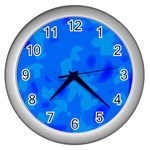 Simple blue Wall Clocks (Silver) 