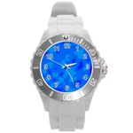 Simple blue Round Plastic Sport Watch (L)