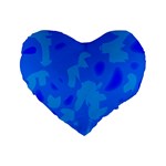 Simple blue Standard 16  Premium Heart Shape Cushions