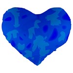 Simple blue Large 19  Premium Heart Shape Cushions