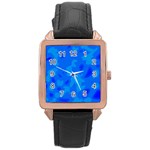 Simple blue Rose Gold Leather Watch 