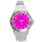 Simple pink Round Plastic Sport Watch (L)