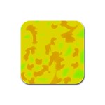 Simple yellow Rubber Square Coaster (4 pack) 