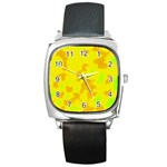 Simple yellow Square Metal Watch