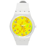 Simple yellow Round Plastic Sport Watch (M)