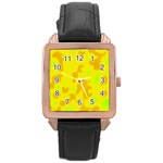 Simple yellow Rose Gold Leather Watch 