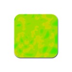 Simple yellow and green Rubber Square Coaster (4 pack) 