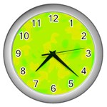 Simple yellow and green Wall Clocks (Silver) 