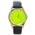 Simple yellow and green Round Gold Metal Watch